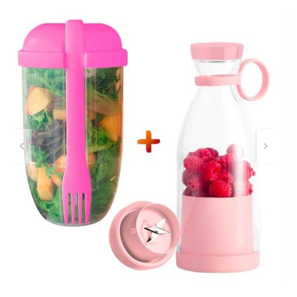 GENERICO - pack  Licuadora Portátil mas vaso ensaladero kawaii