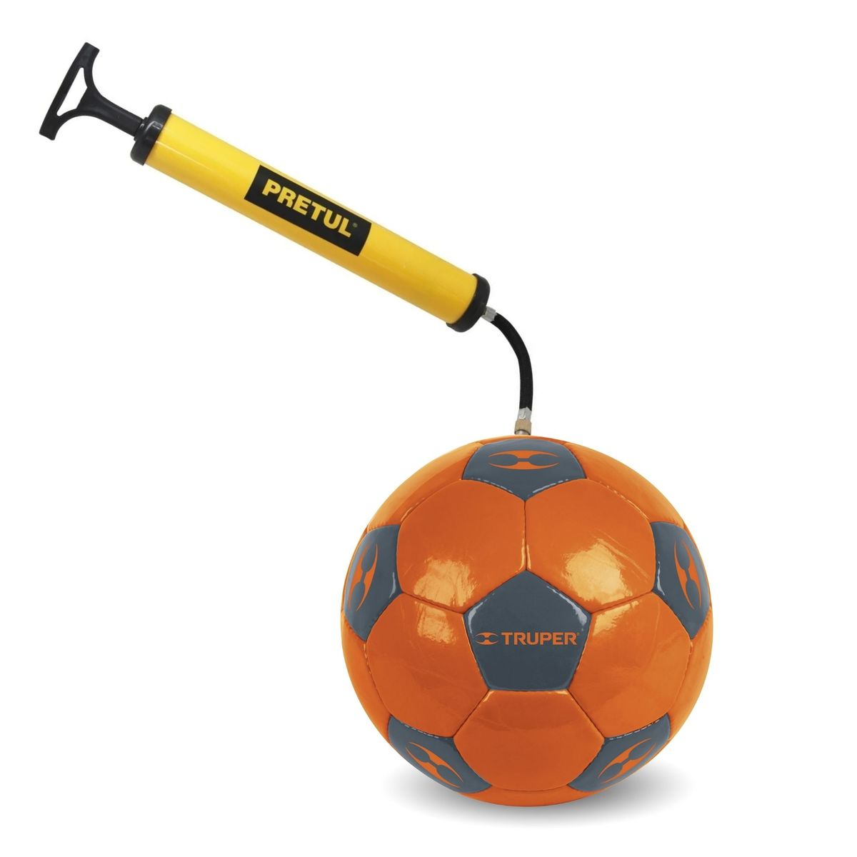 TRUPER - Combo Inflador portátil con pelota de futbol profesional