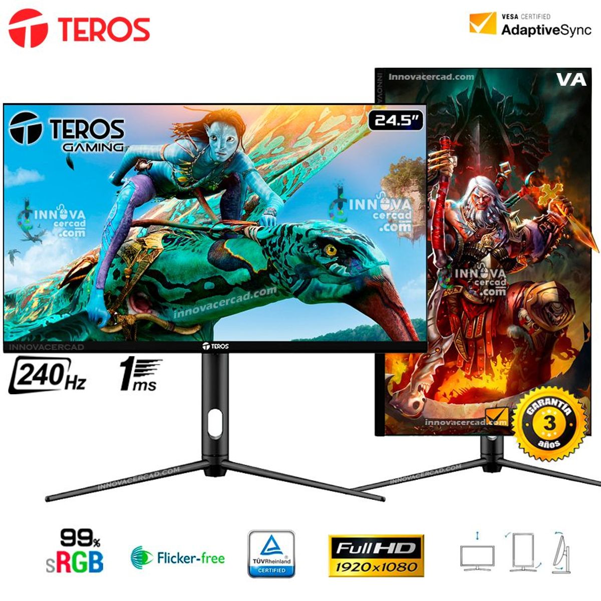 TEROS GAMING - Monitor Teros Gaming 240HZ 1MS 25 VA Full HD Adaptive Sync