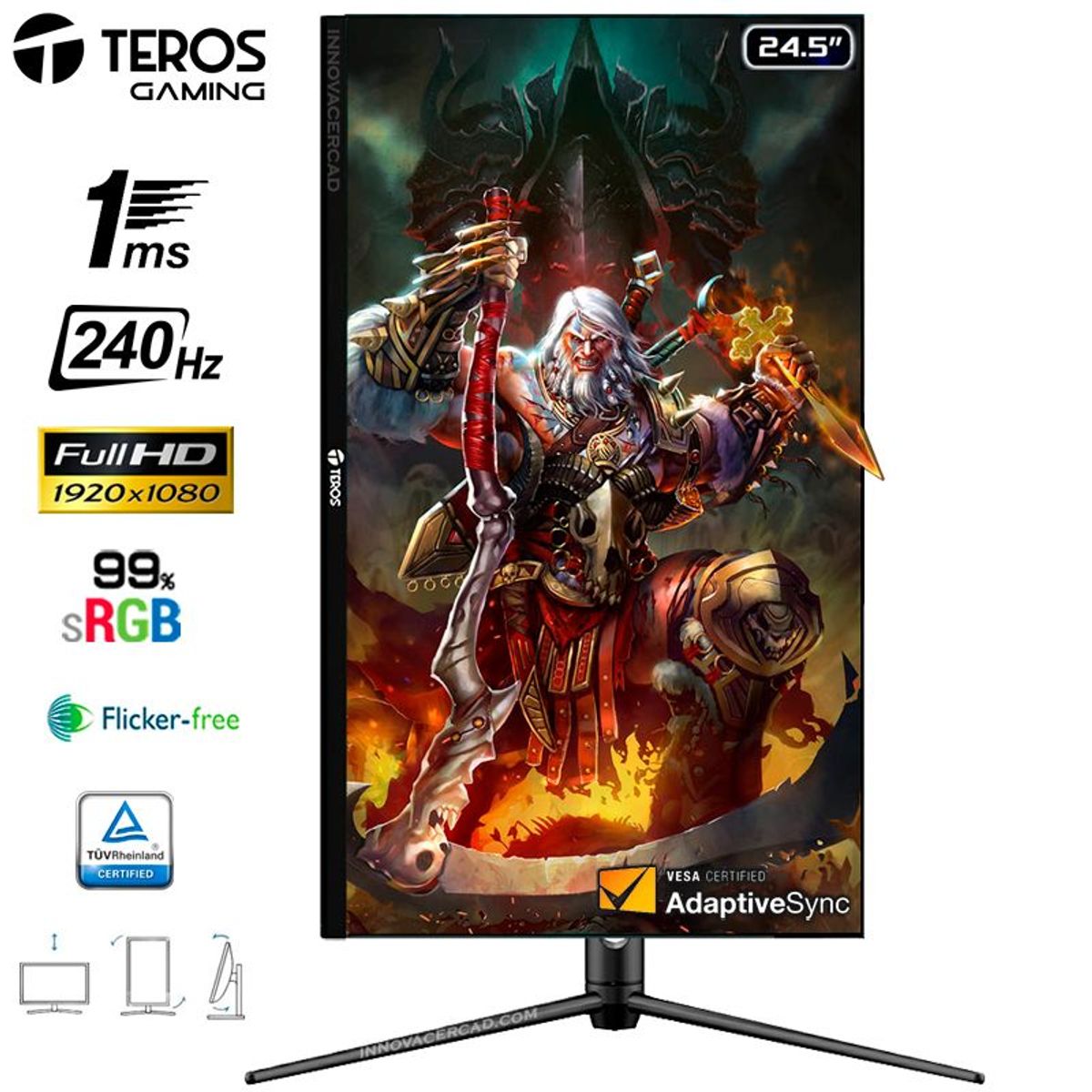 TEROS GAMING - Monitor Teros Gaming 240HZ 1MS 25 VA Full HD Adaptive Sync