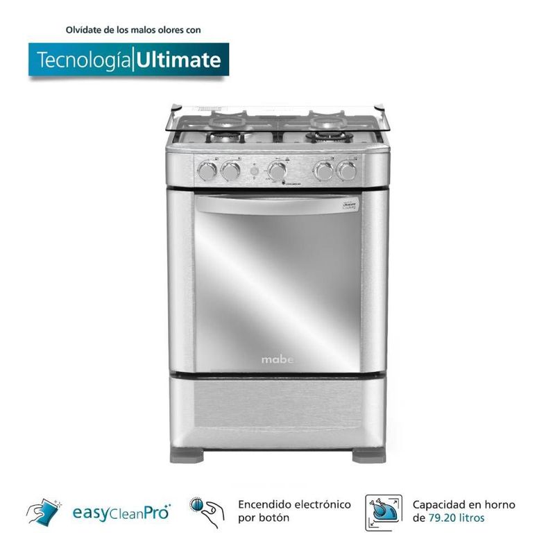MABE - Cocina de piso a Gas 60 cm Inox Mabe CMP6040FX0
