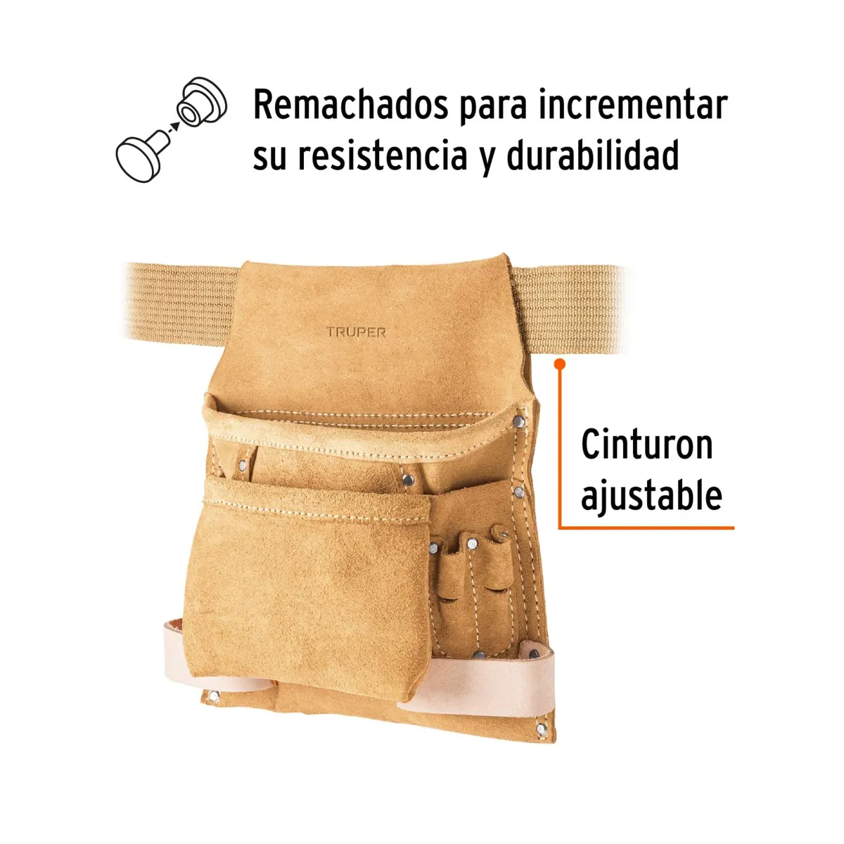 TRUPER - Cinturón Porta herramientas 10 compartimentos , Truper