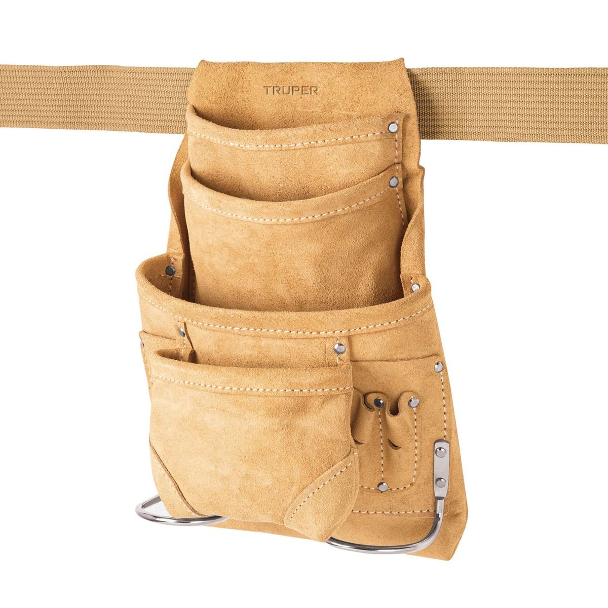 TRUPER - Porta herramientas CITURON DE CUERO 12 compartimentos,