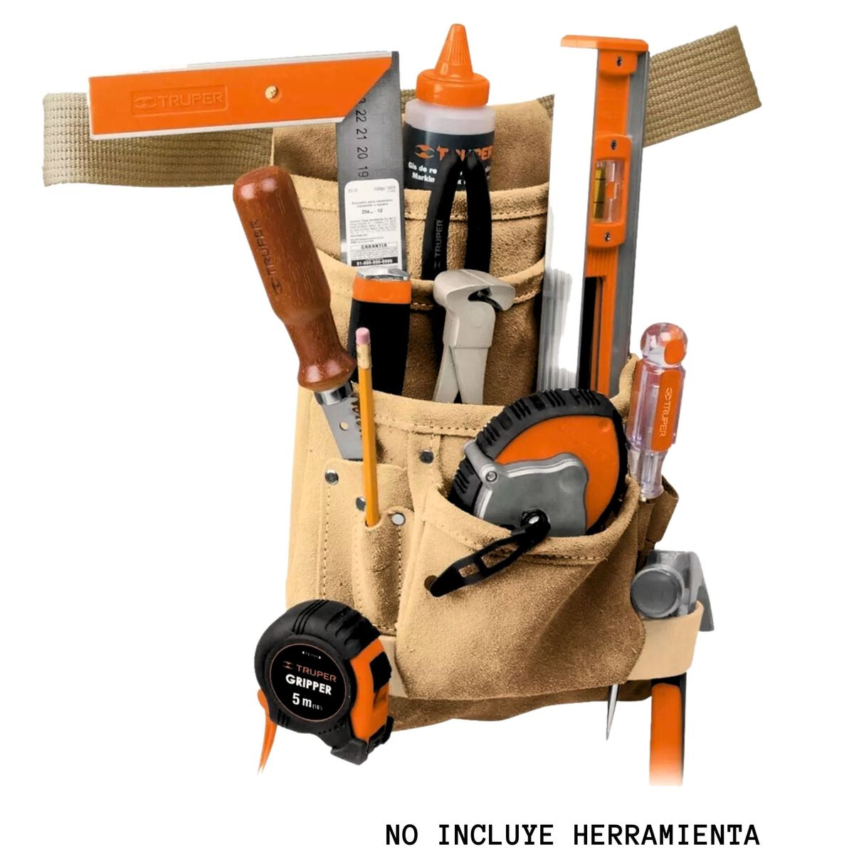 TRUPER - Porta herramientas CITURON DE CUERO 12 compartimentos,