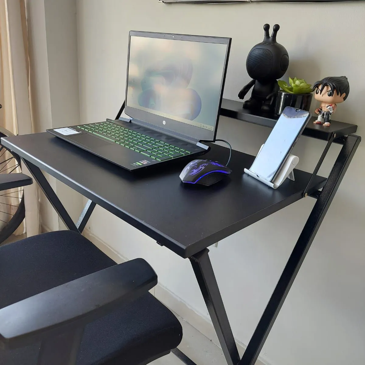 GENERICO - Escritorio plegable color negro con estructura negra