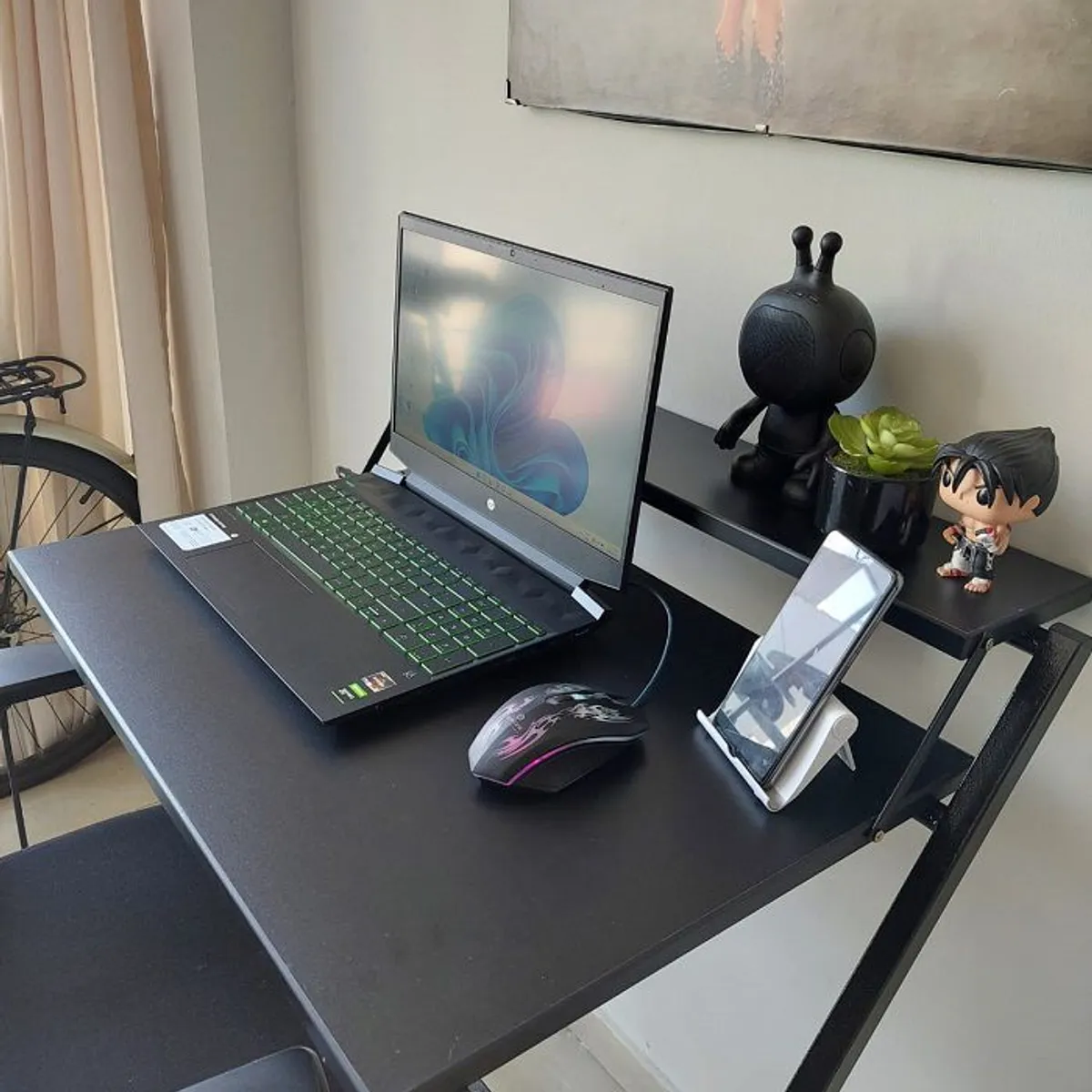 GENERICO - Escritorio plegable color negro con estructura negra