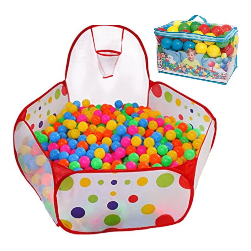 GENERICO - Piscina de pelotas con Aro 100 Pelotas Multicolor