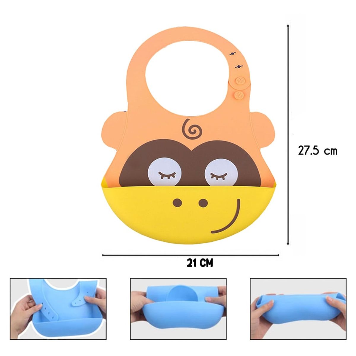 GENERICO - Babero buho con bolsillo atrapa comida para bebe