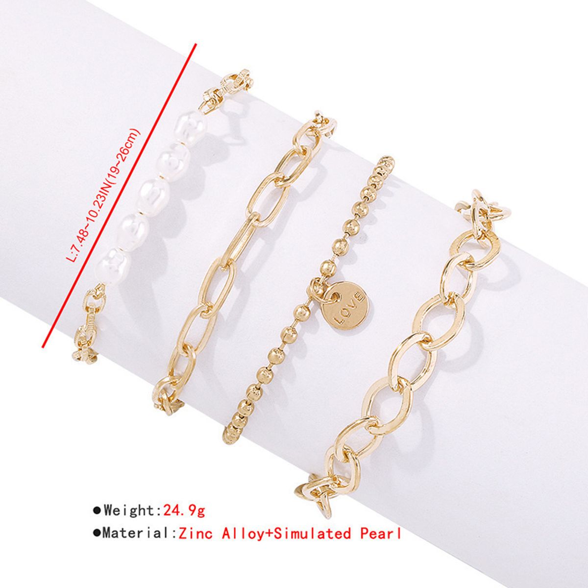 GENERICO - Set de pulseras doradas modelo cadenas -con perlas  juego  3 pc