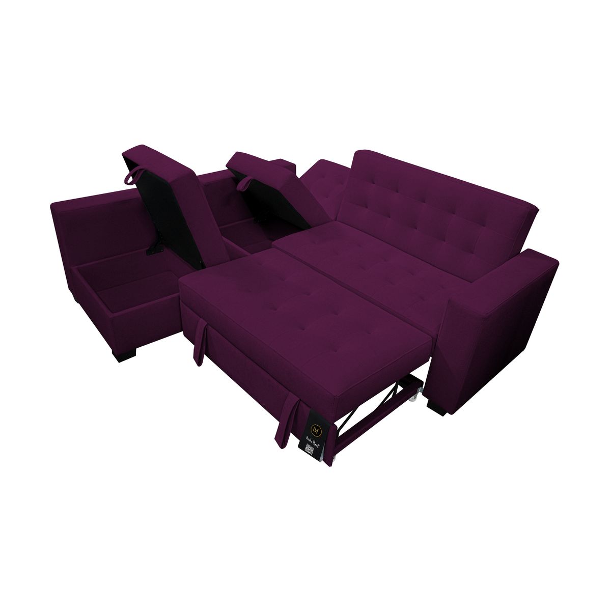 BARAKA HOME - Sofá Cama Multifuncional Kavala 3 Cuerpos - Púrpura