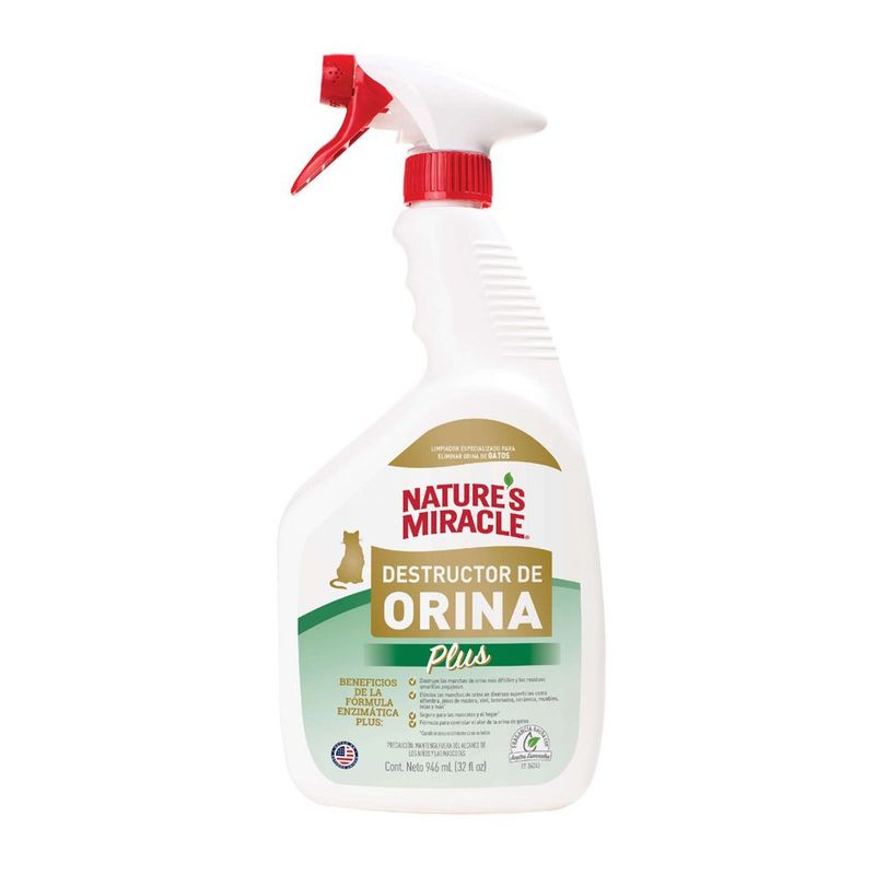 NATURES MIRACLE - Nature's Miracle Destructor de orina Plus para gatos 946 ml