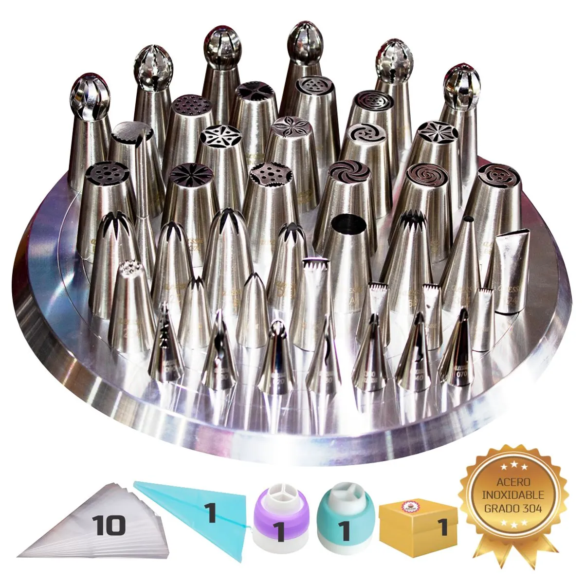 GENERICO - Set de 44 BOQUILLAS profesionales + REGALOS para Repostería