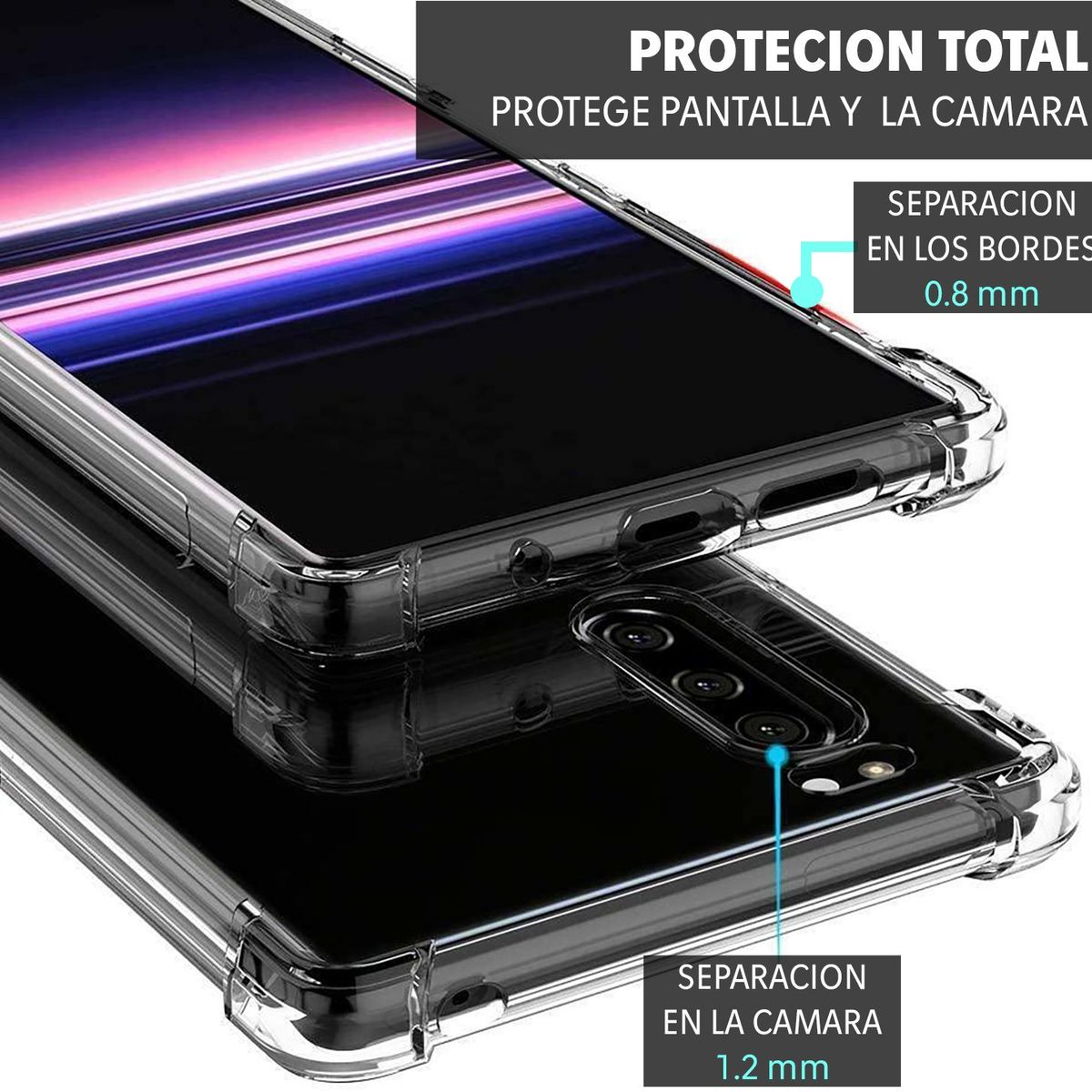 GENERICO - Funda Protector Case SONY XPERIA 5 - TRANSPARENTE ANTI IMPACTO.