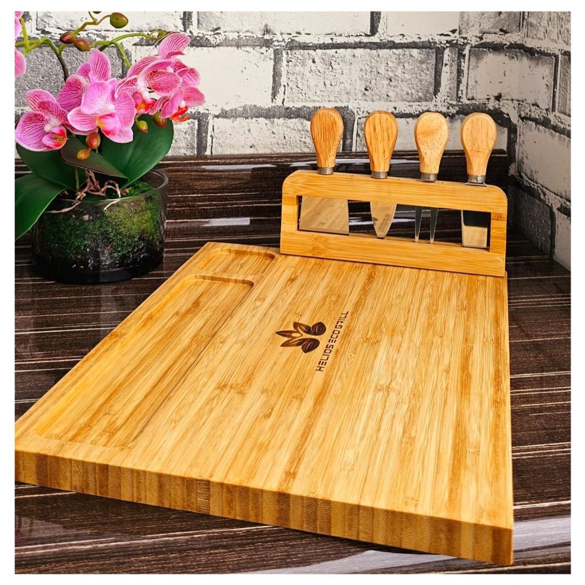 GENERICO - Juego de Tablas para Quesos Premium de Bambú con soporte magnético