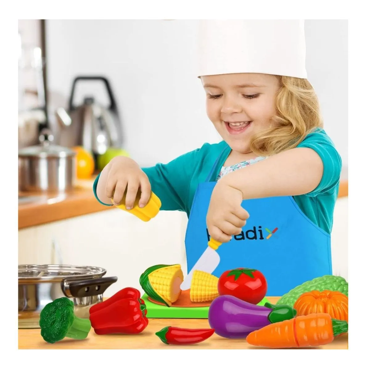 GENERICO - PACK FRUTAS Y VERDURAS PARA CORTAR DIDACTICO CON CANASTA