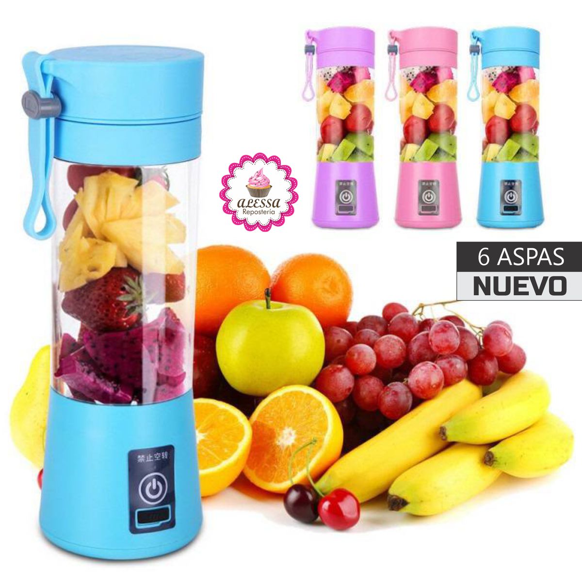 GENERICO - Licuadora portátil recargable USB de 380 ml.