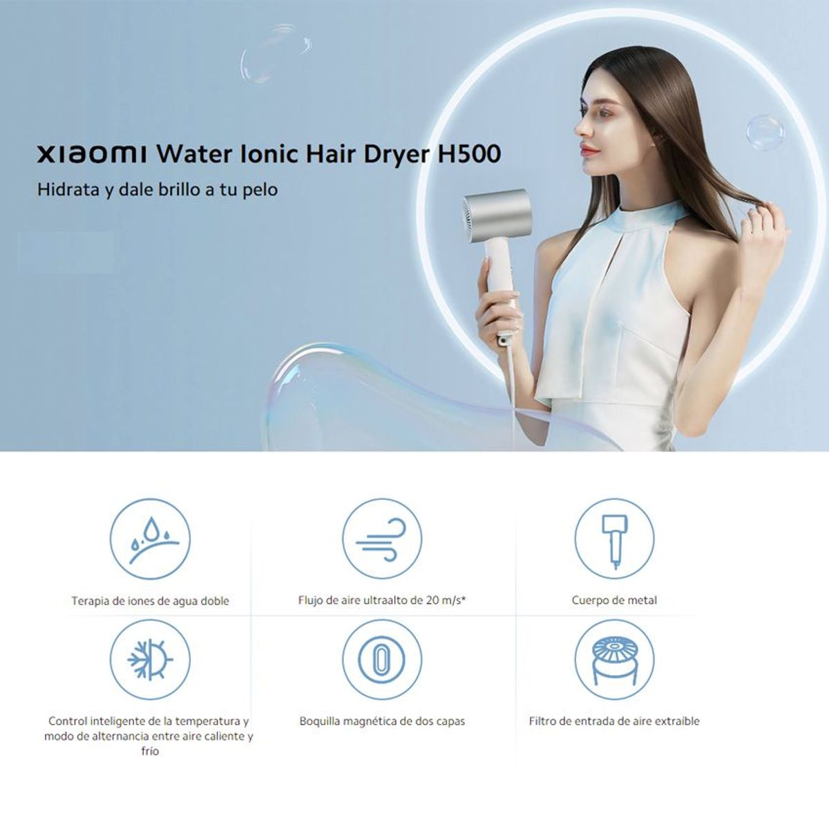 XIAOMI - Secadora de Cabello Xiaomi Water Ionic Hair Dryer H500