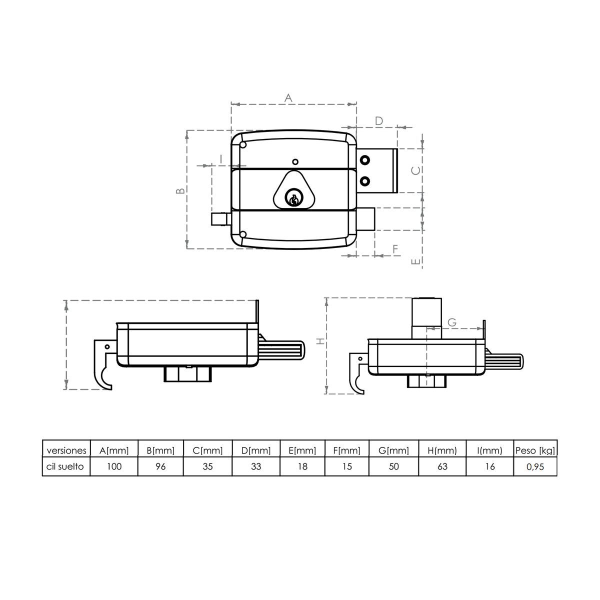 CISA - Cerradura de Sobreponer Constructor Derecha Cisa