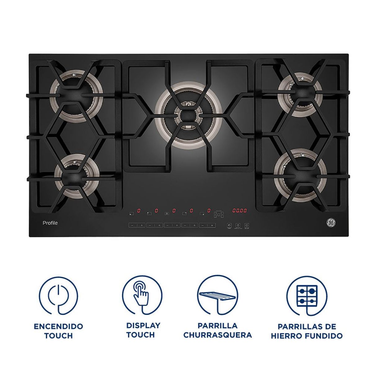 GENERAL ELECTRIC - Encimera de Empotrar 90 cm Vidrio Negro GE  PGP95EBG0