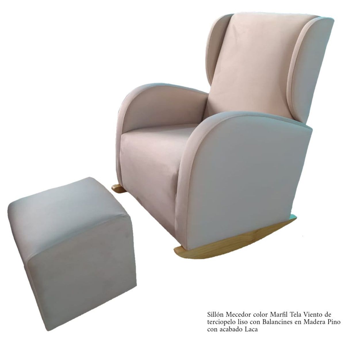 NO LOGO - Sillón Mecedor Marfil CReposapiés + Patas Cromadas