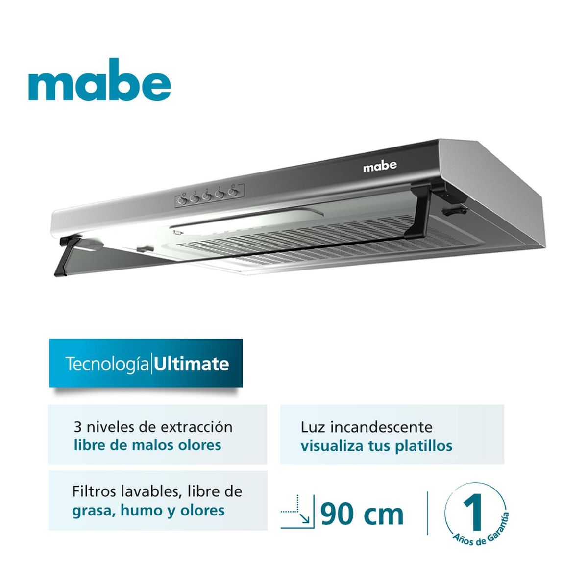 MABE - Campana Extractora Utilitaria 90cm Inox Mabe CMU9020PI0