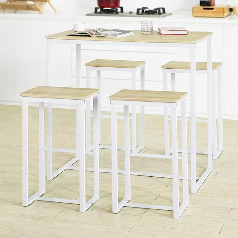 VENTITAS HOME - Mesa Bar + 4 Sillas Okuwaki Ventitas Home Rovere y Blanco