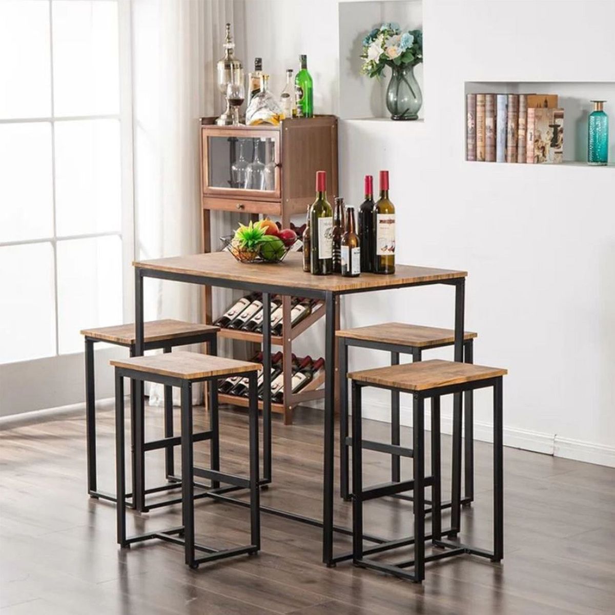 VENTITAS HOME - Mesa Bar + 4 Sillas Griffit Ventitas Home Caramelo