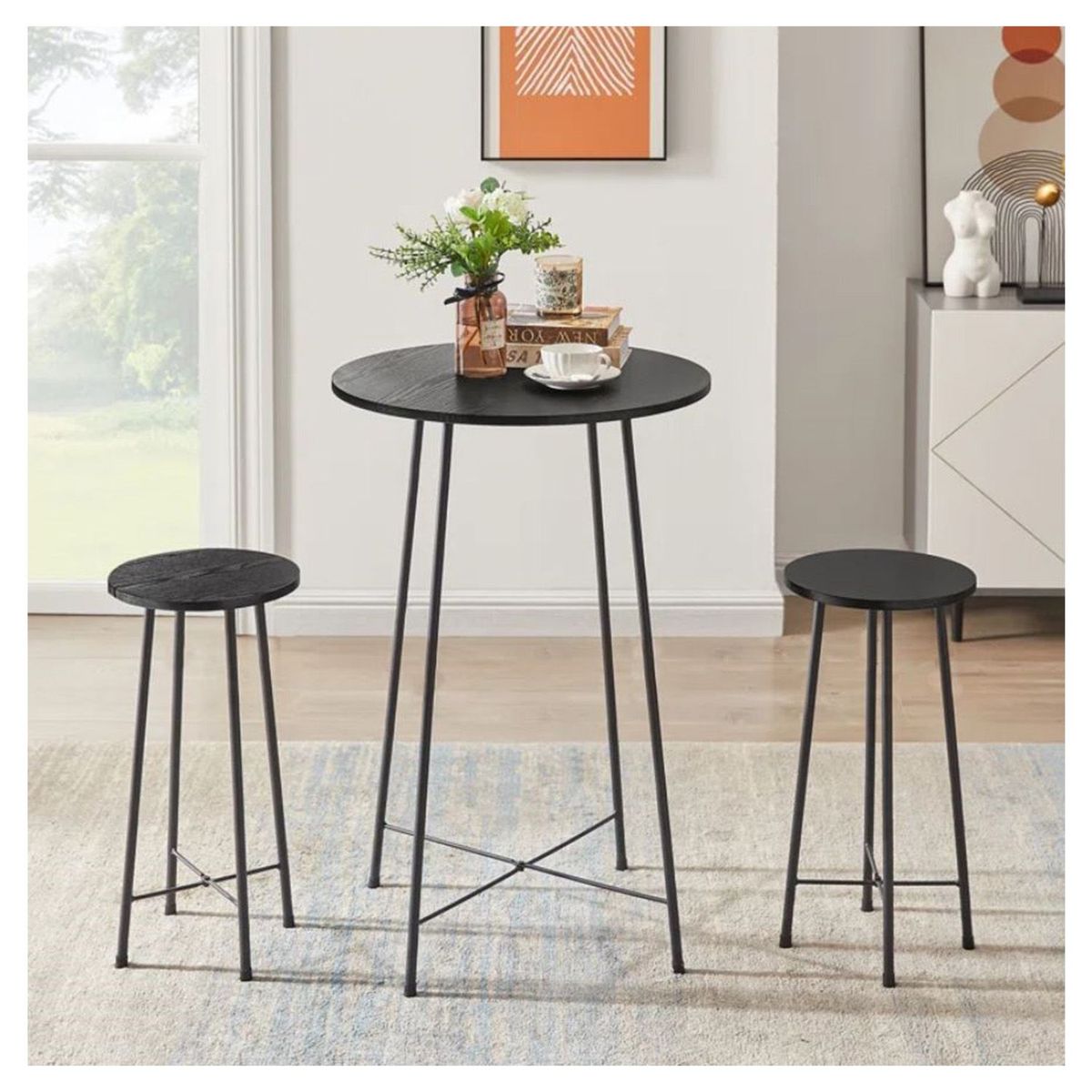 VENTITAS HOME - Mesa Bar + 2 Sillas Bosch Ventitas Home Negro