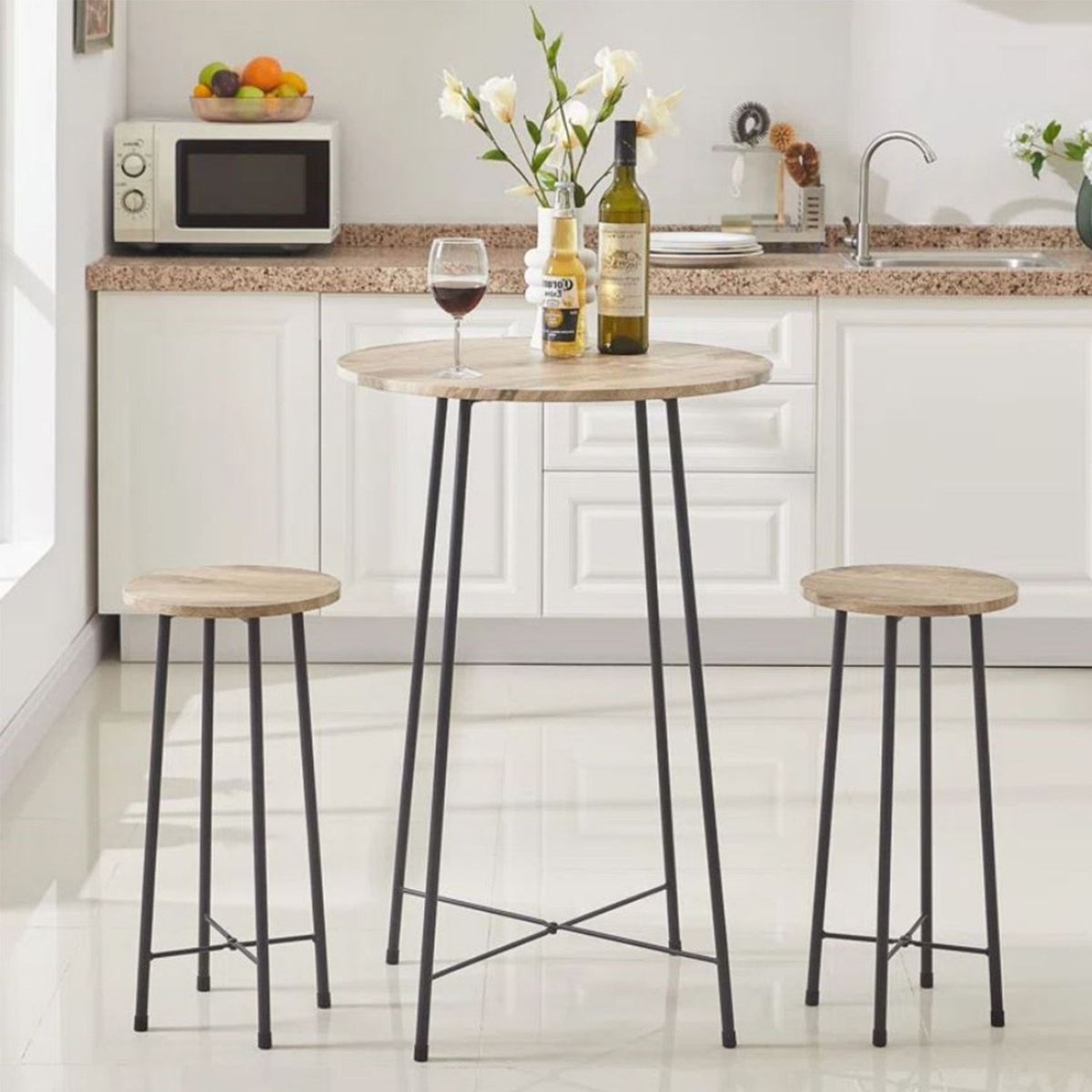 VENTITAS HOME - Mesa Bar + 2 Sillas Bosch Ventitas Home Rovere