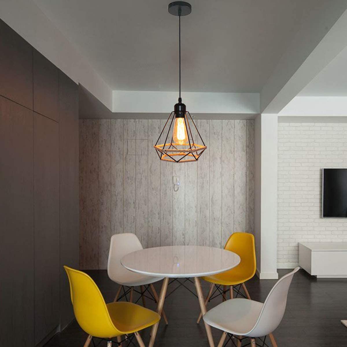 HOME NEAT - Lámpara Colgante Cuerda de Cáñamo Industrial Vintage Luz de Techo