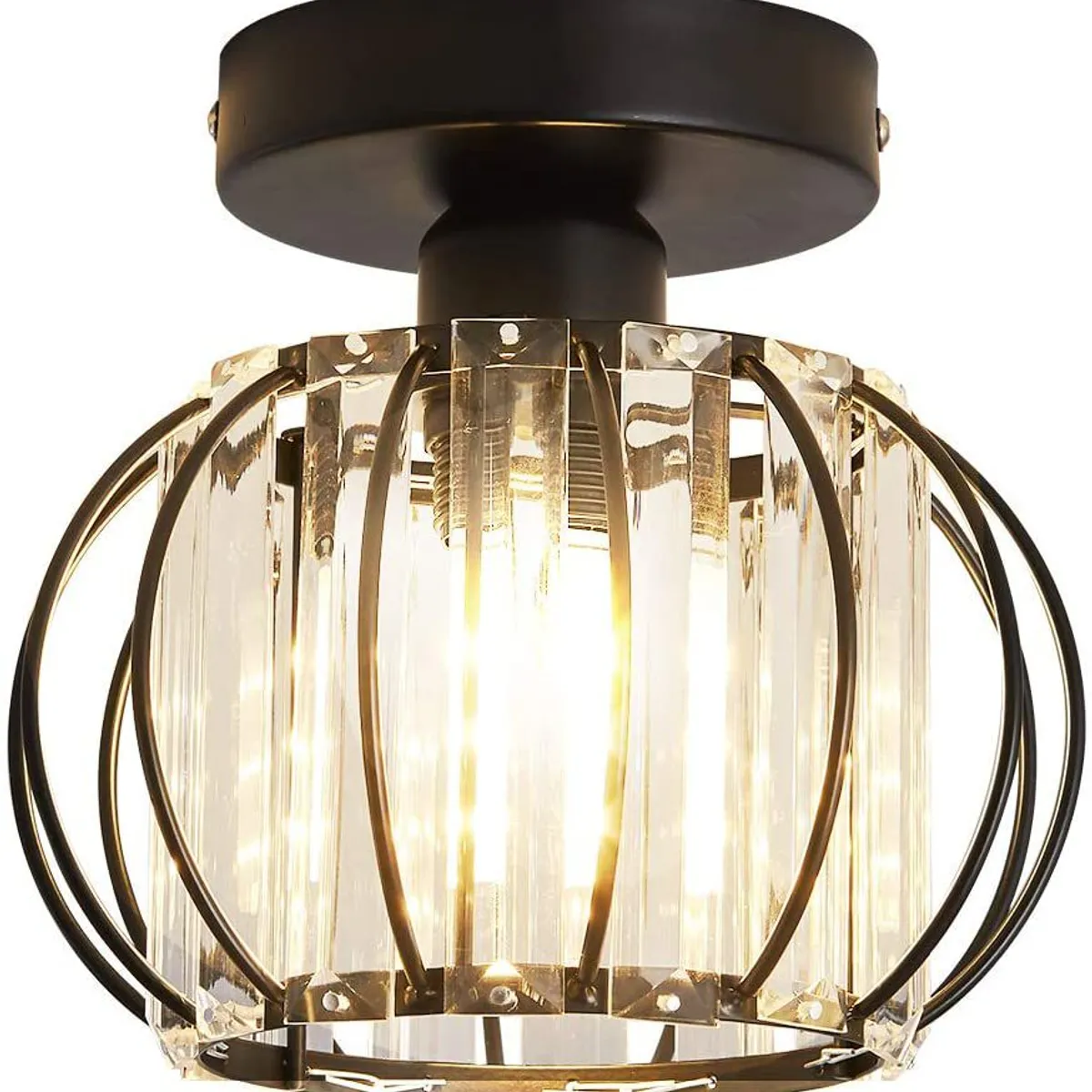 HOME NEAT - Lámpara de techo Moderna cristal con sombra hierro