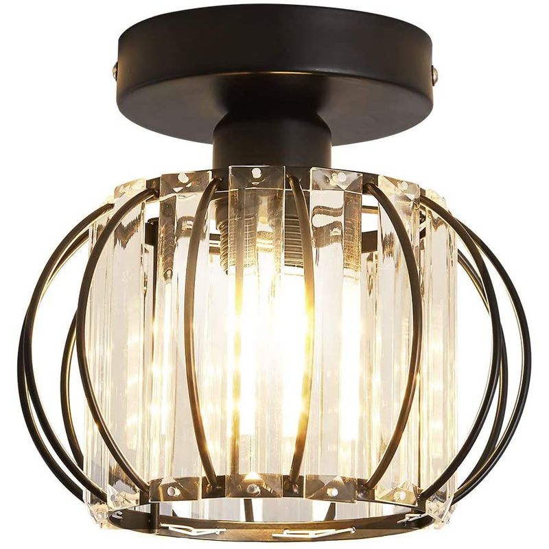 HOME NEAT - Lámpara de techo Moderna cristal con sombra hierro