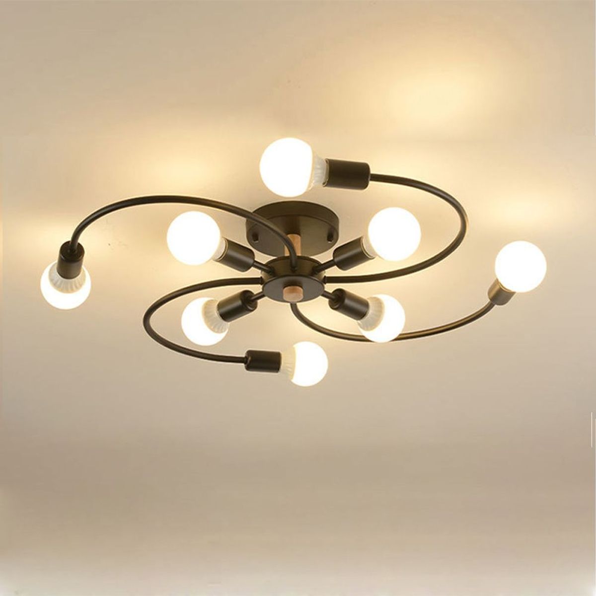 HOME NEAT - Lámpara colgante modelo flor 8 luces color Negro