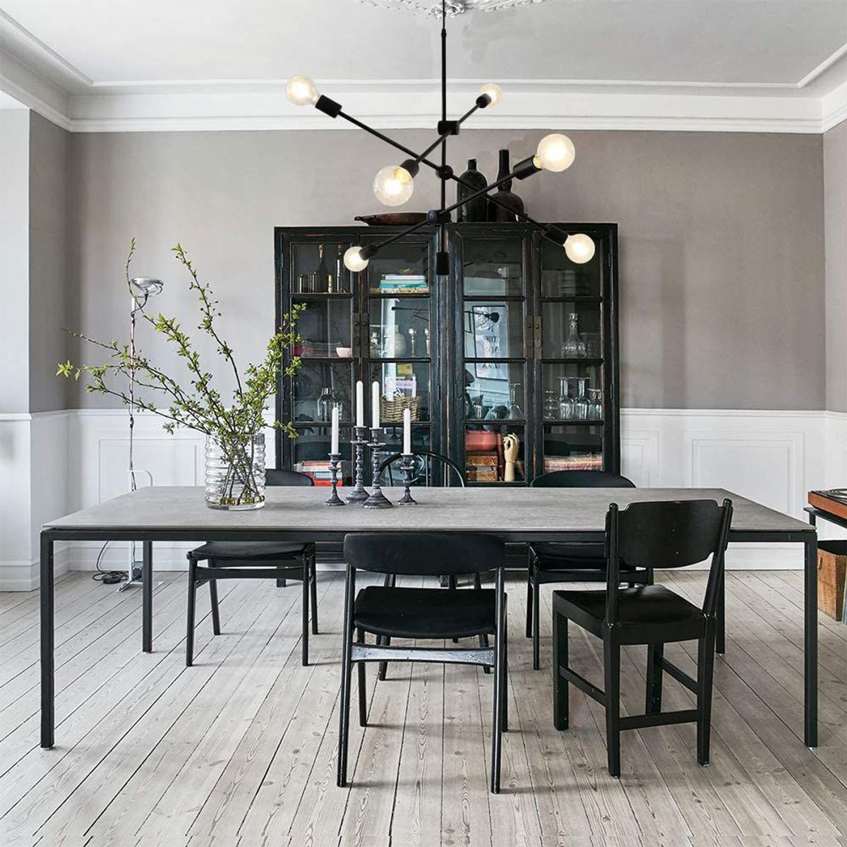 HOME NEAT - Lámpara colgante 7 Luces araña color Negro