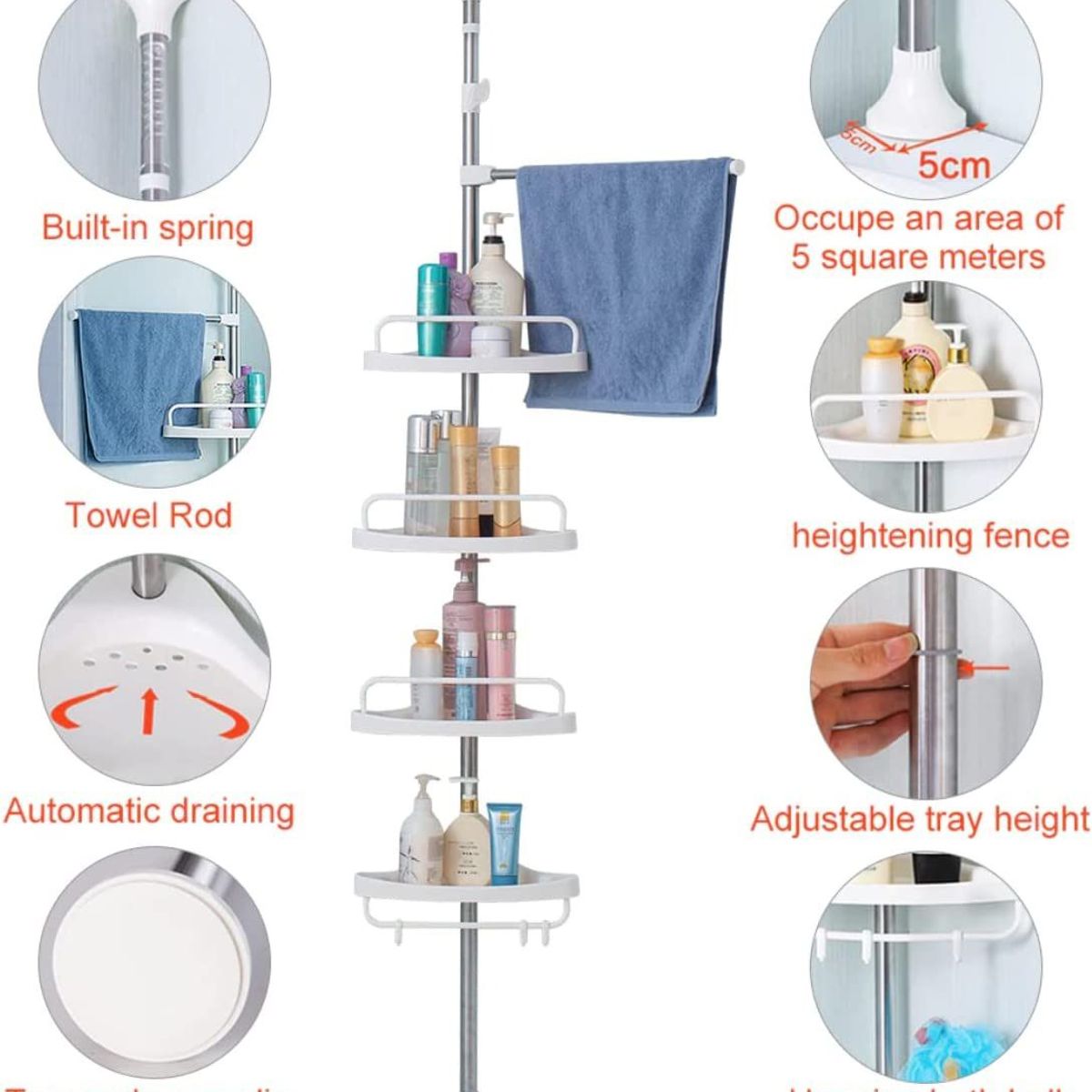 OEM - Organizador de Baño 3 niveles + Esquinero de Ducha 4 Niveles