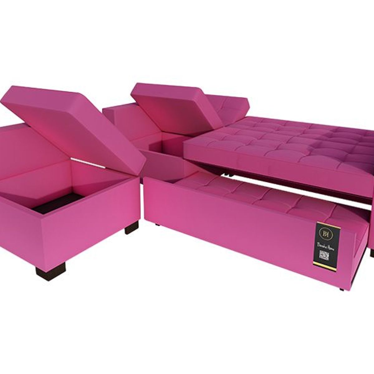 BARAKA HOME - Sofá Cama Multifuncional Kavala 3 Cuerpos - Fucsia