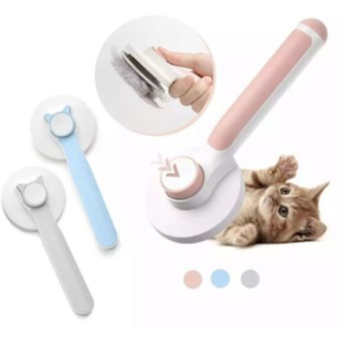 GENERICO - Peine para Mascotas con Botón Expulsador de Pelos