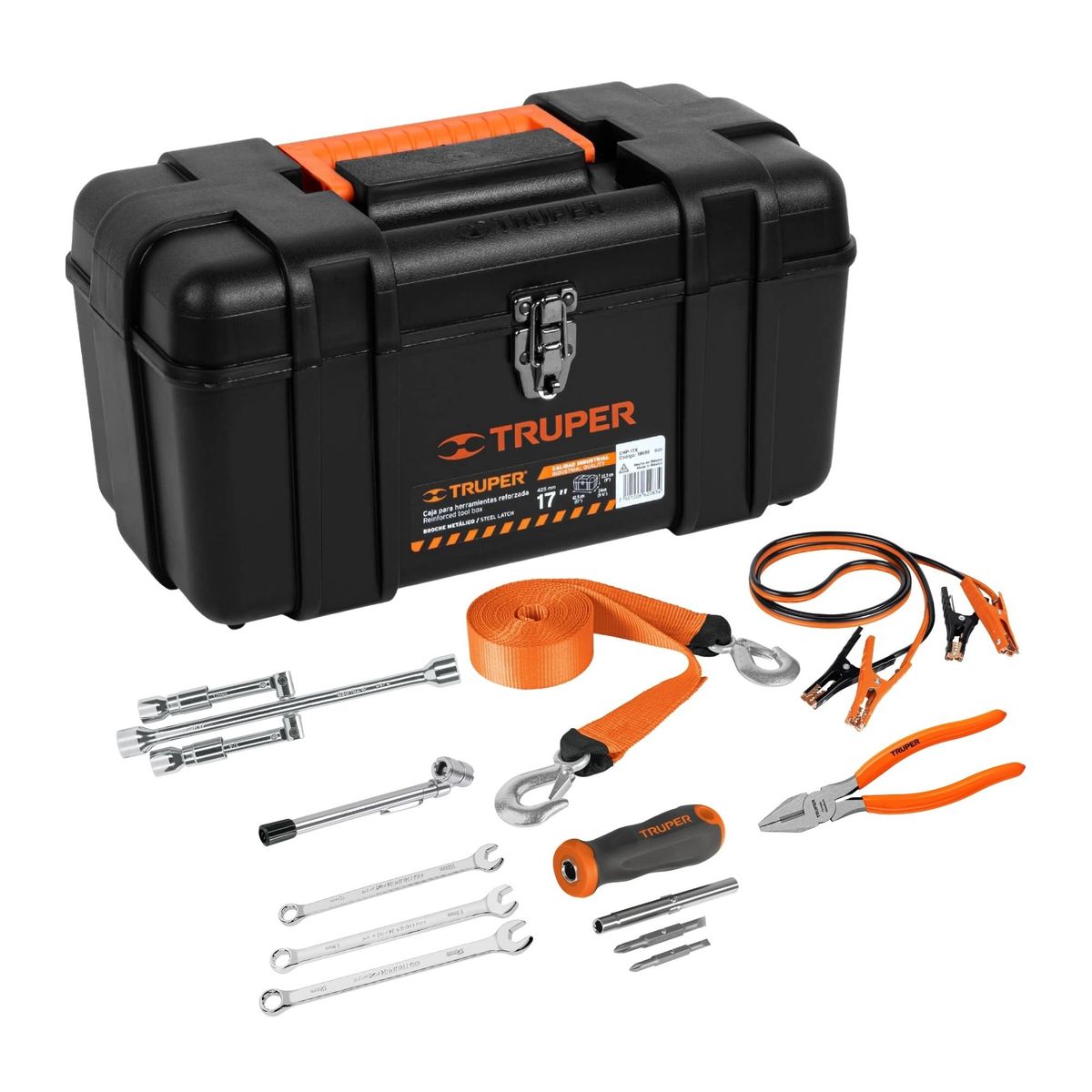 TRUPER - Kit emergencia automotriz, Juego herramienta 10 Pzas, Truper