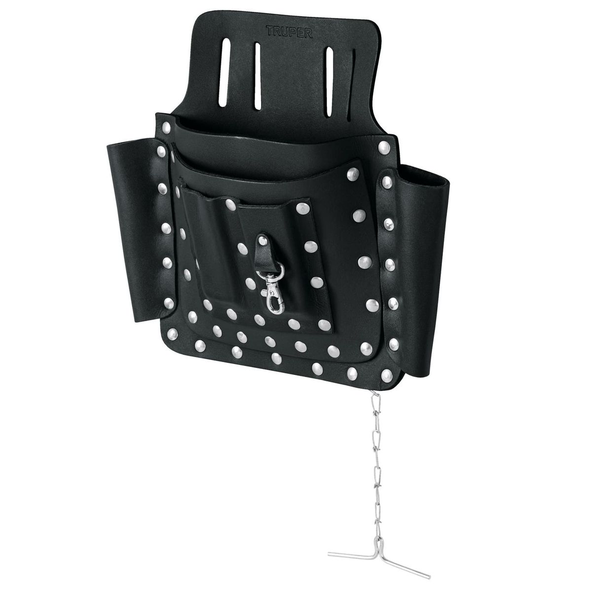 TRUPER - Porta herramientas de cuero 8 compartimentos, Truper