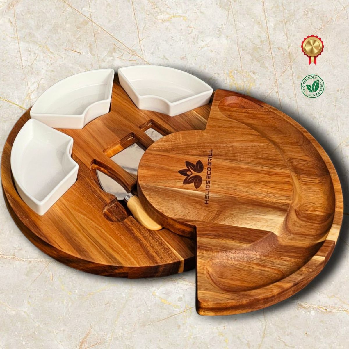 GENERICO - Tabla grande Gourmet en Madera de Acacia Sistema Giratorio