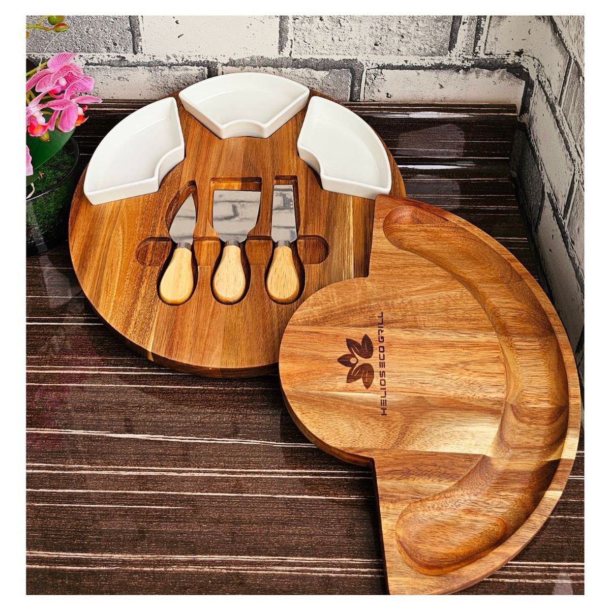 GENERICO - Tabla grande Gourmet en Madera de Acacia Sistema Giratorio