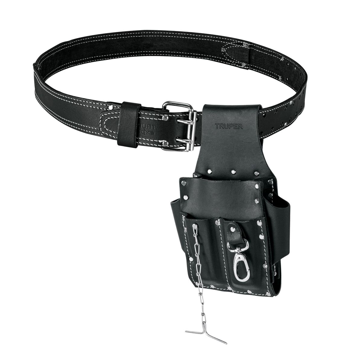 TRUPER - Combo Cinturón cuero Porta herramientas 7 compartimientos