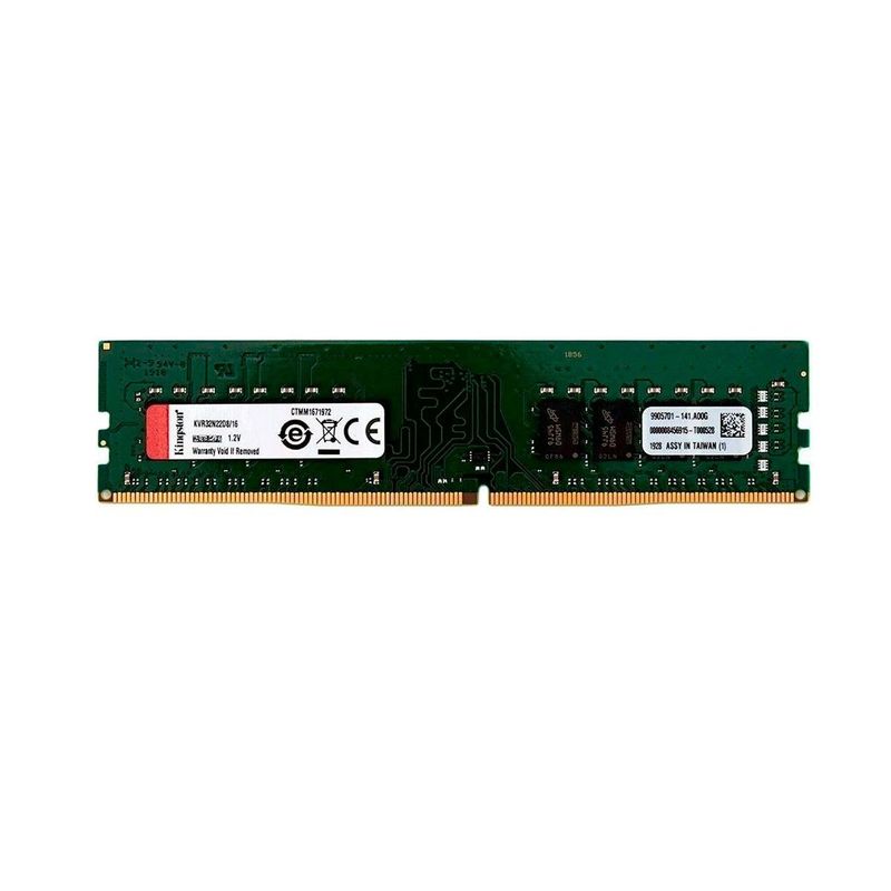 KINGSTON - Memoria RAM Kingston 16GB 3200 Mhz DIMM DDR4 CL22 KVR32N22S8/16