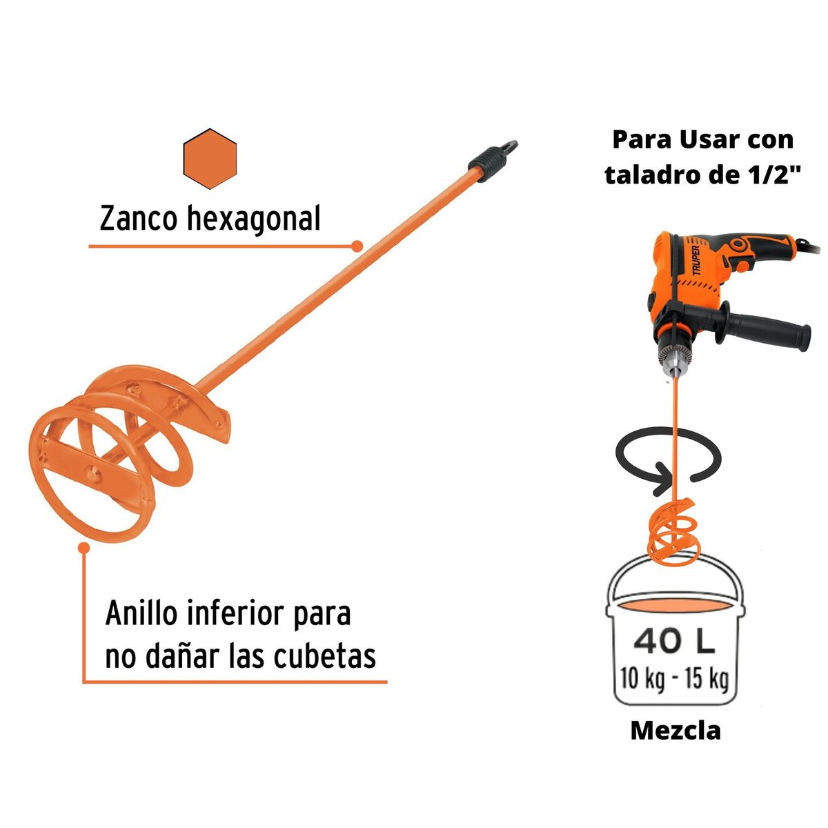 TRUPER - Revolvedor mezclador de pintura 40cm Truper