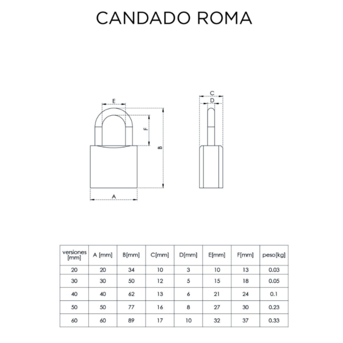 VISALOCK - Candado Roma 60 mm Visalock by Cisa