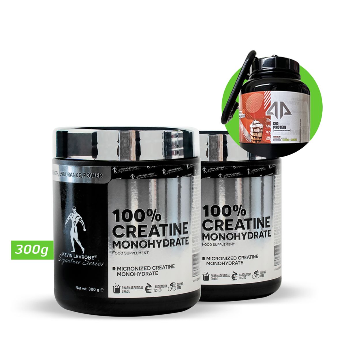 KEVIN LEVRONE - 02 CREATINA MONOHIDRATADA 300gr KEVIN LEVRONE+REGALO