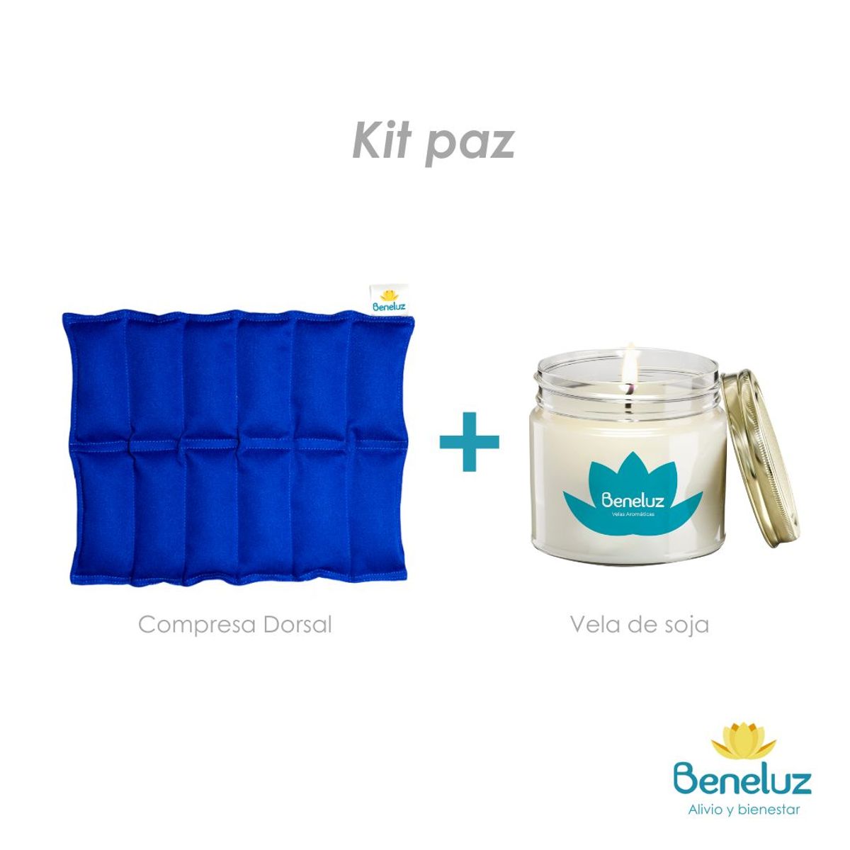 GENERICO - Kit Paz - Compresa Dorsal Azulino y Vela Aromática