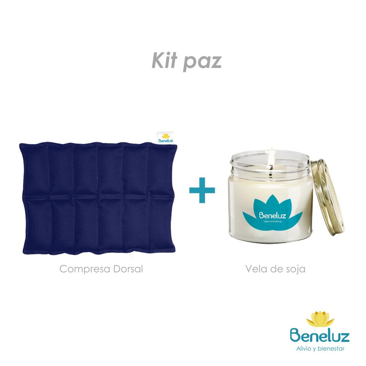 GENERICO - Kit Paz - Compresa Dorsal Azul Marino y Vela Aromática