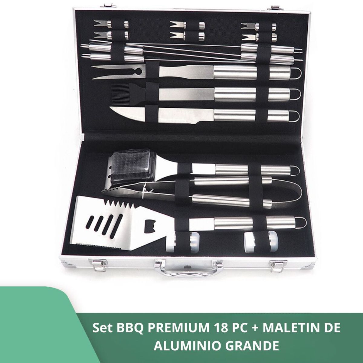 GENERICO - Set Parrillero Grande 18 pc para Parrilla y Asados Maletín Premium