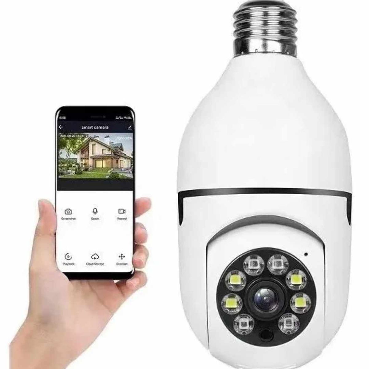 GENERICO - Foco Camara de Seguridad De Hogar Full HD Casa Departamento 360°